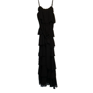 Boutique black dress with ruffled layers. Worn one time.